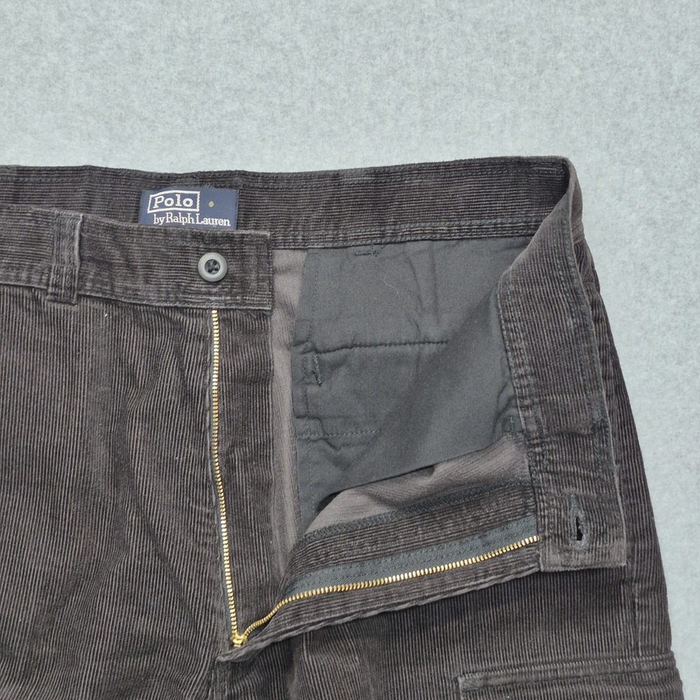 Vintage Polo Ralph Lauren Corduroy Shorts Men 35 Brown Cargo Gorpcore Skater Y2K - Picture 15 of 16